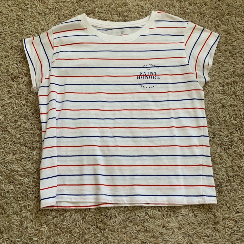 Cotton on red white and blue striped t-shirt